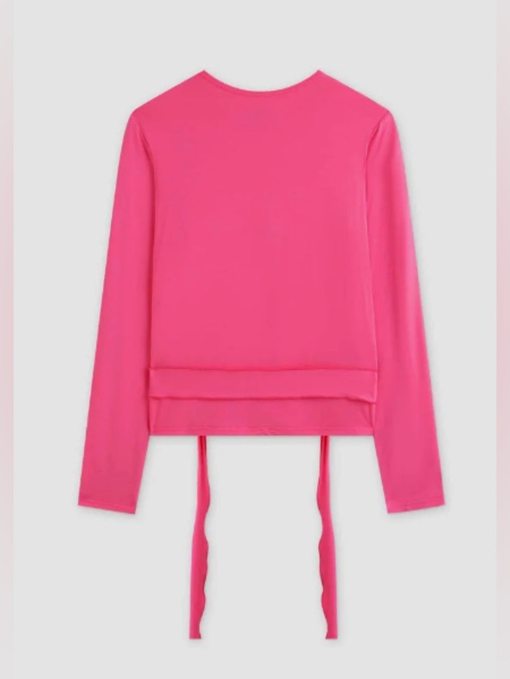 MELI Long Sleeve Wrap Tie Tee-Hot Pink: Size Large - Picture 3 of 7